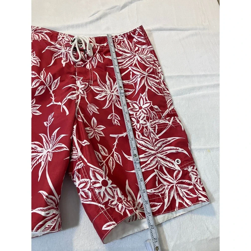 Polo Jeans Co Ralph Lauren Mens Red White Tropical Floral Board Shorts Size L
